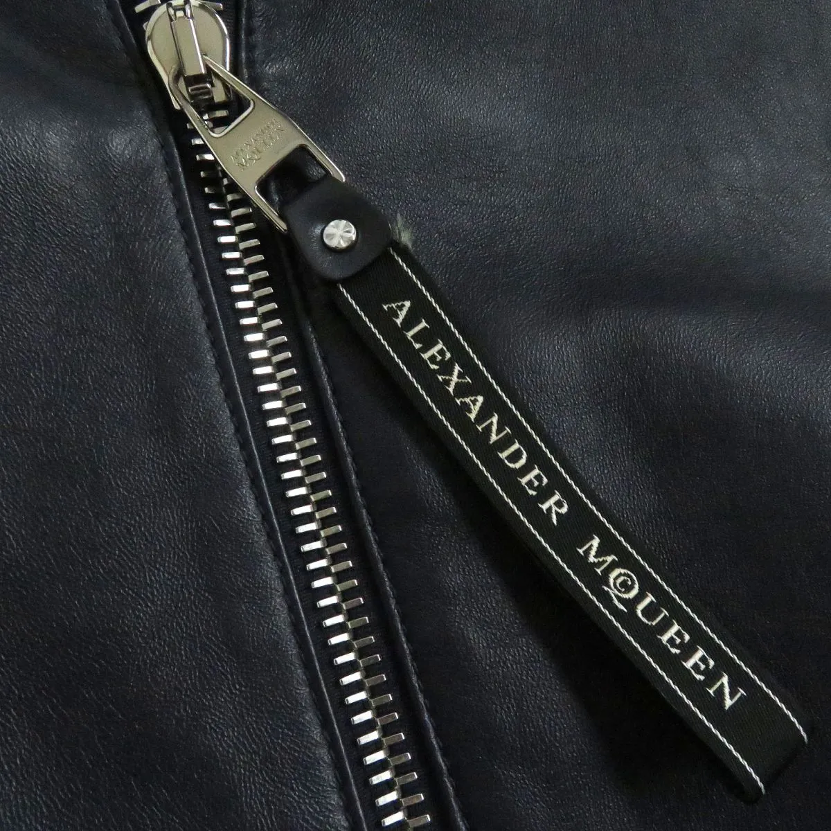 Alexander McQueen Lambskin Leather Parka Navy 48