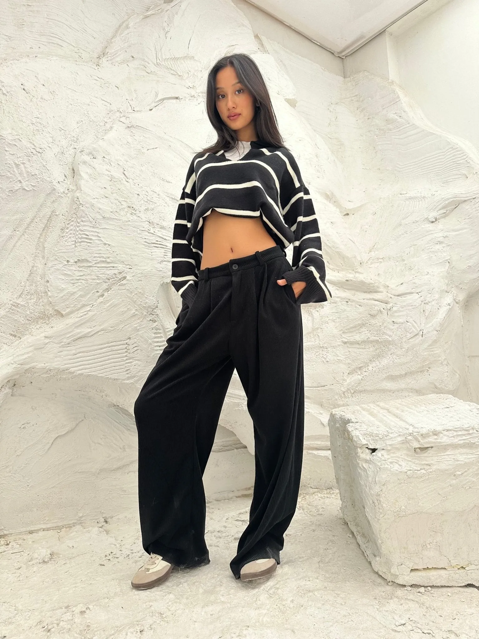 Black Tailored Corduroy Pants