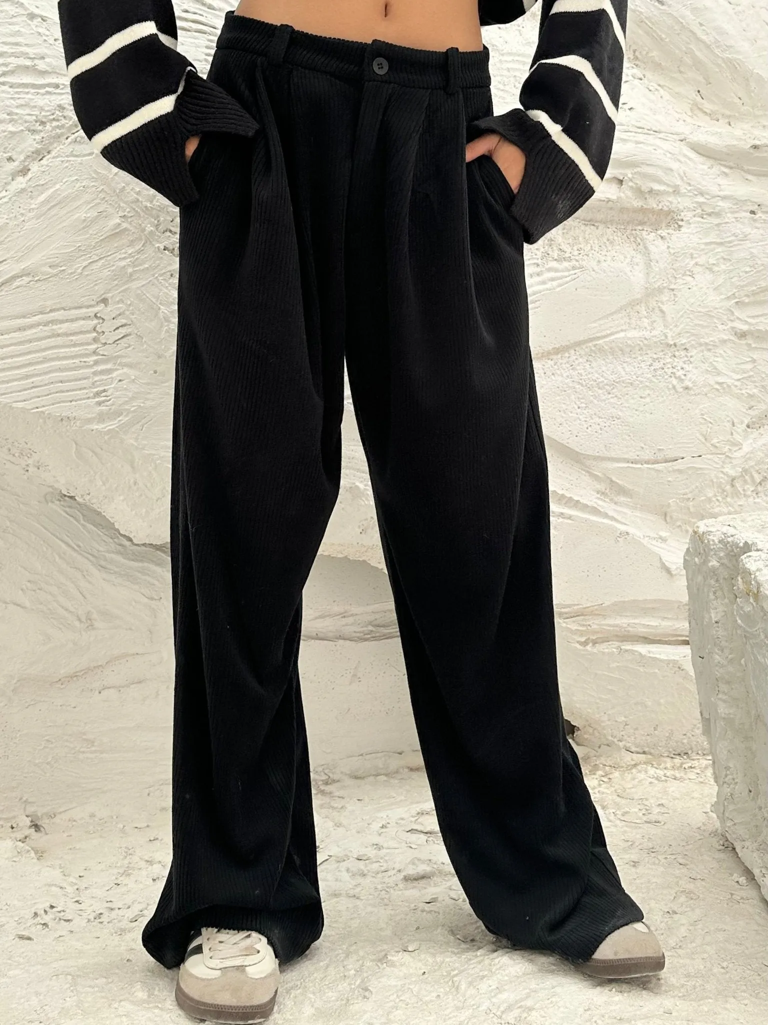 Black Tailored Corduroy Pants
