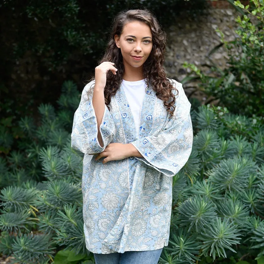Cornflower Block Print Summer Jacket