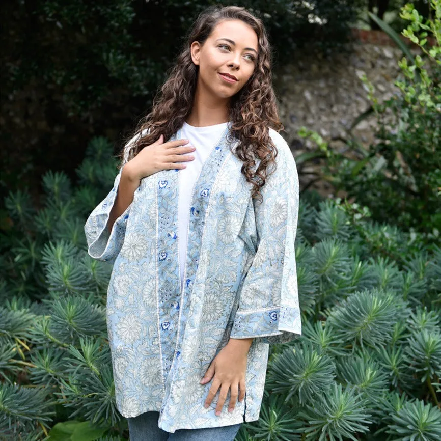 Cornflower Block Print Summer Jacket