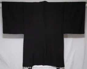 Dark Brown Silk & Wool Men's Haori from the 1970s - Iromuji Solid Color Vintage Male Kimono Jacket - Name Stamps & Pottery Motif on Lining - Online Japanese Clothing Shop