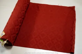 Dark Red Haori High Quality Silk Bolt - Geometric Flowers Inside Hishi Diamonds - Iromuji Solid Color Weaved-In Pattern - Vintage Crafting