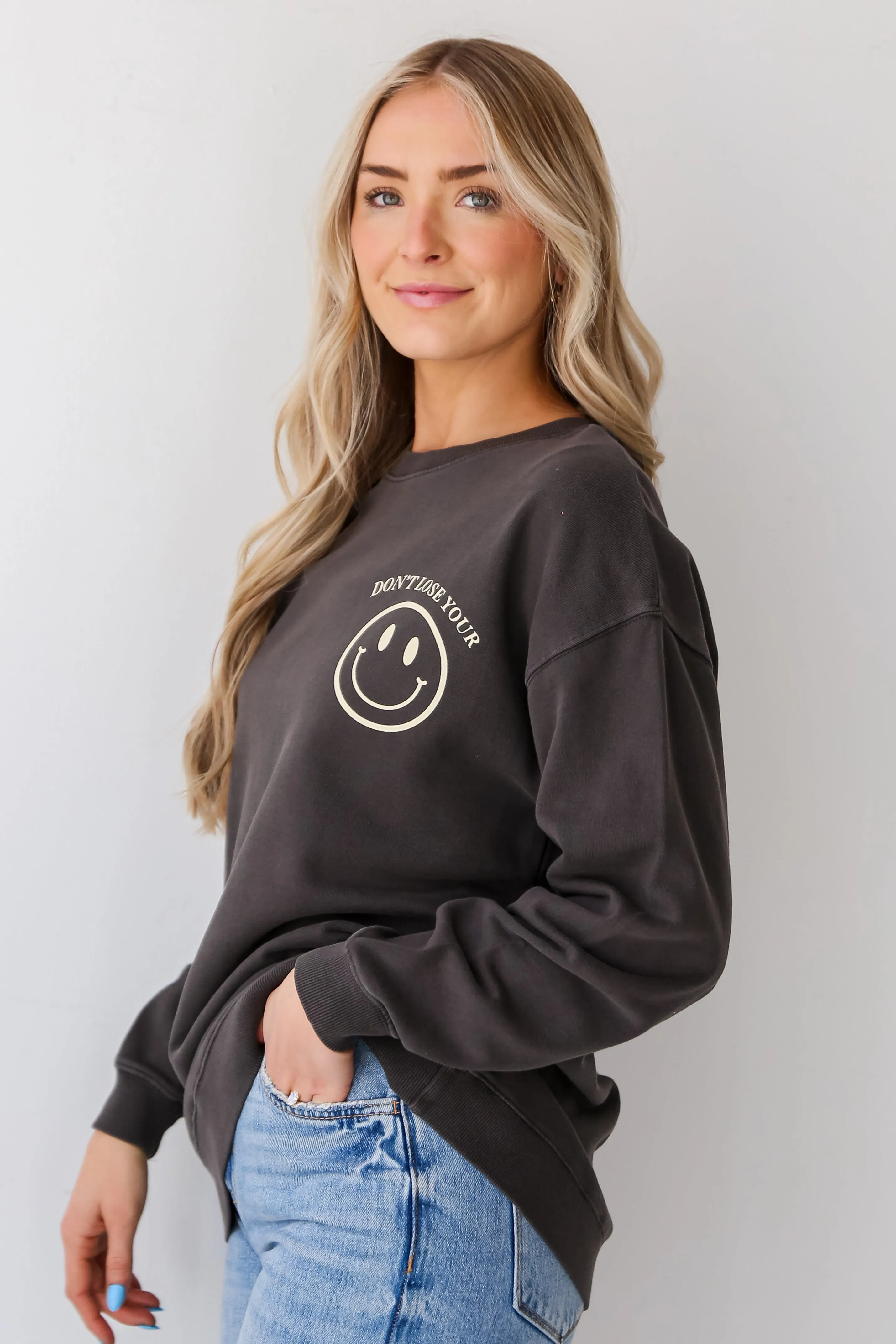 FINAL SALE - Charcoal Don't Lose Your Smile Sweatshirt