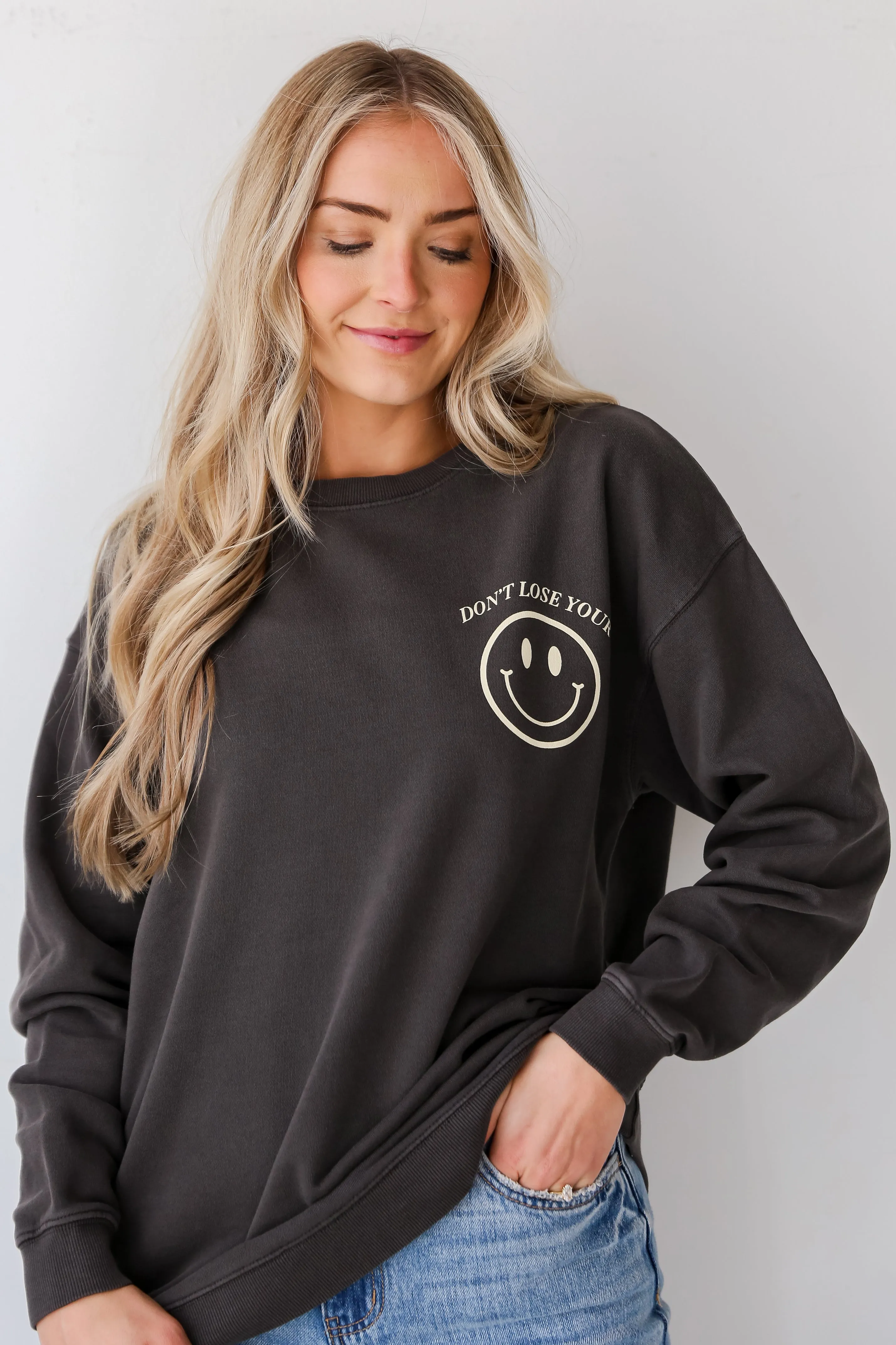FINAL SALE - Charcoal Don't Lose Your Smile Sweatshirt