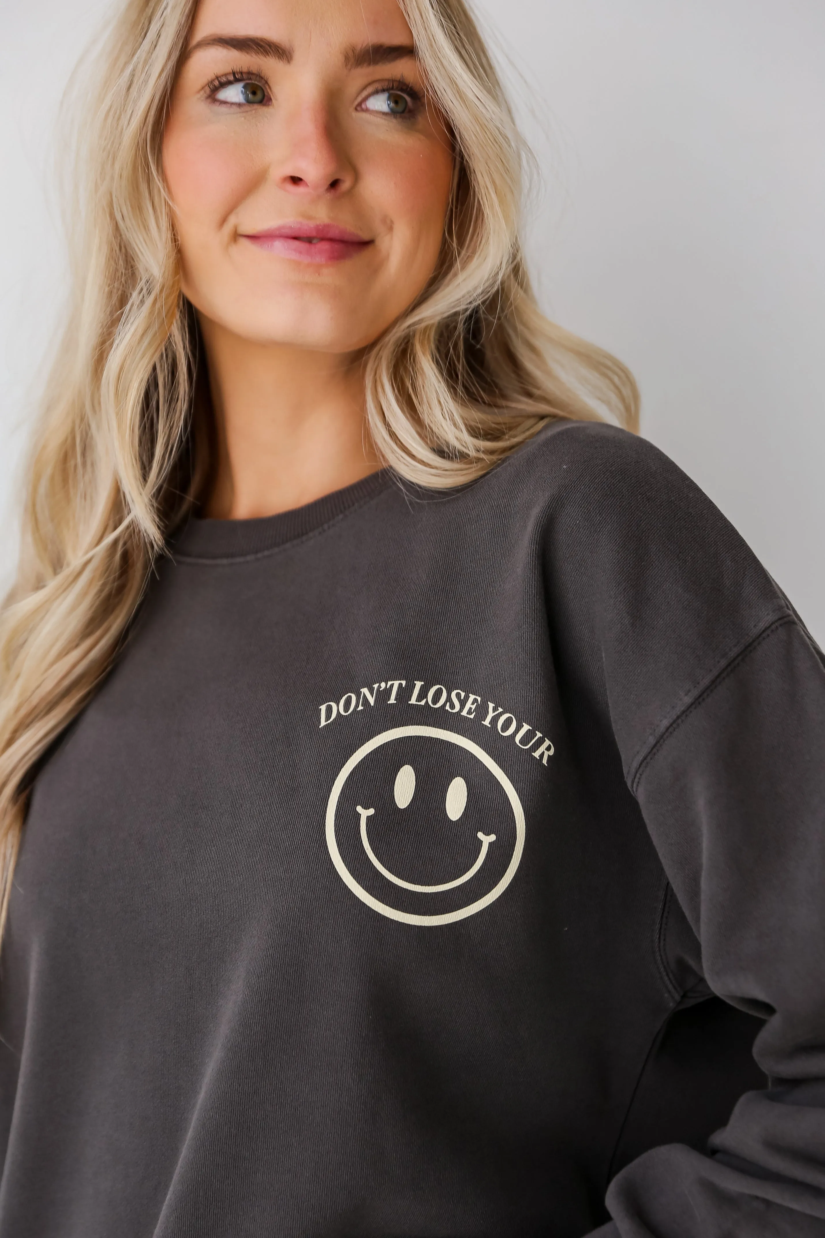 FINAL SALE - Charcoal Don't Lose Your Smile Sweatshirt