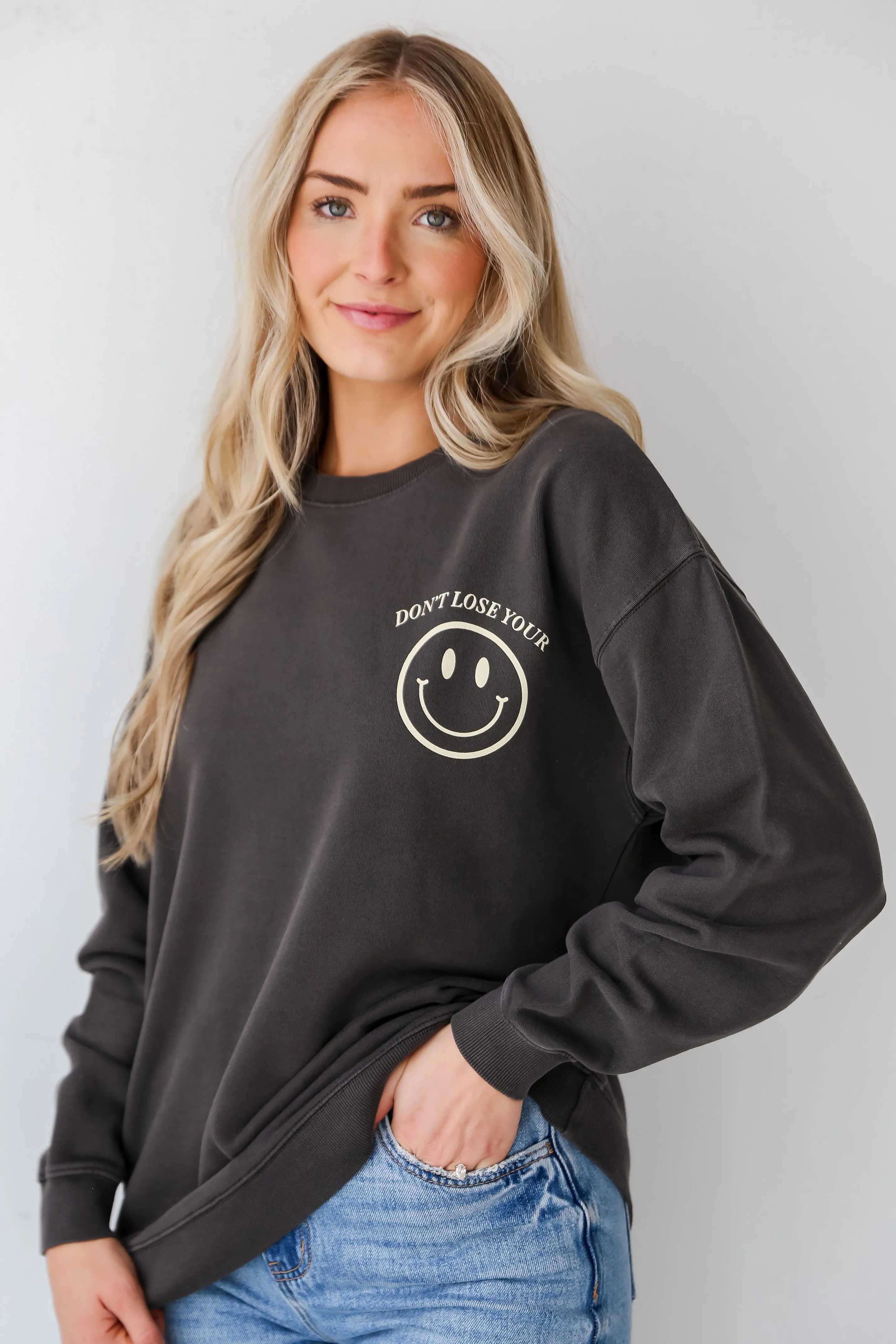 FINAL SALE - Charcoal Don't Lose Your Smile Sweatshirt