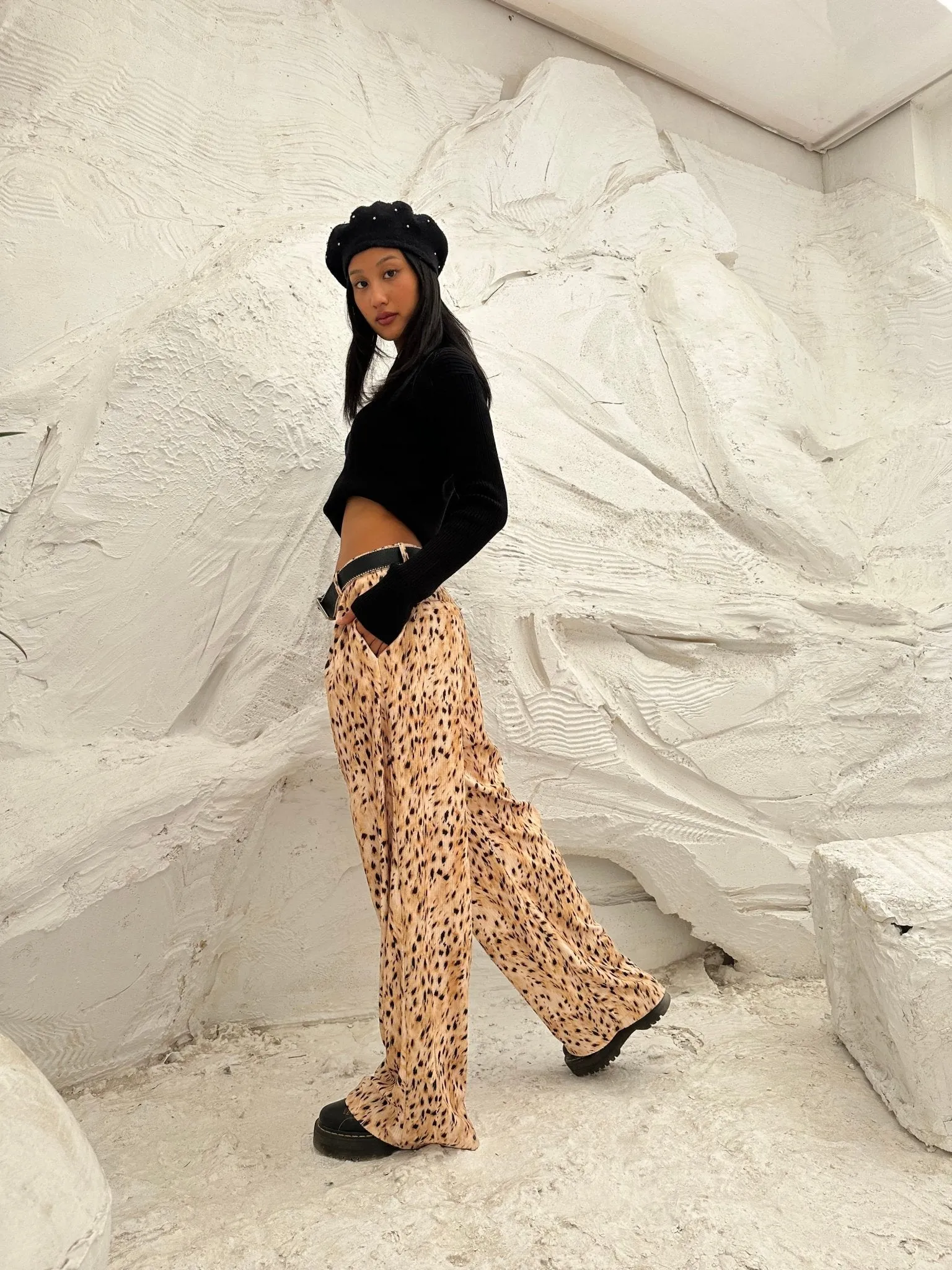 Leopard Tailored Corduroy Pants