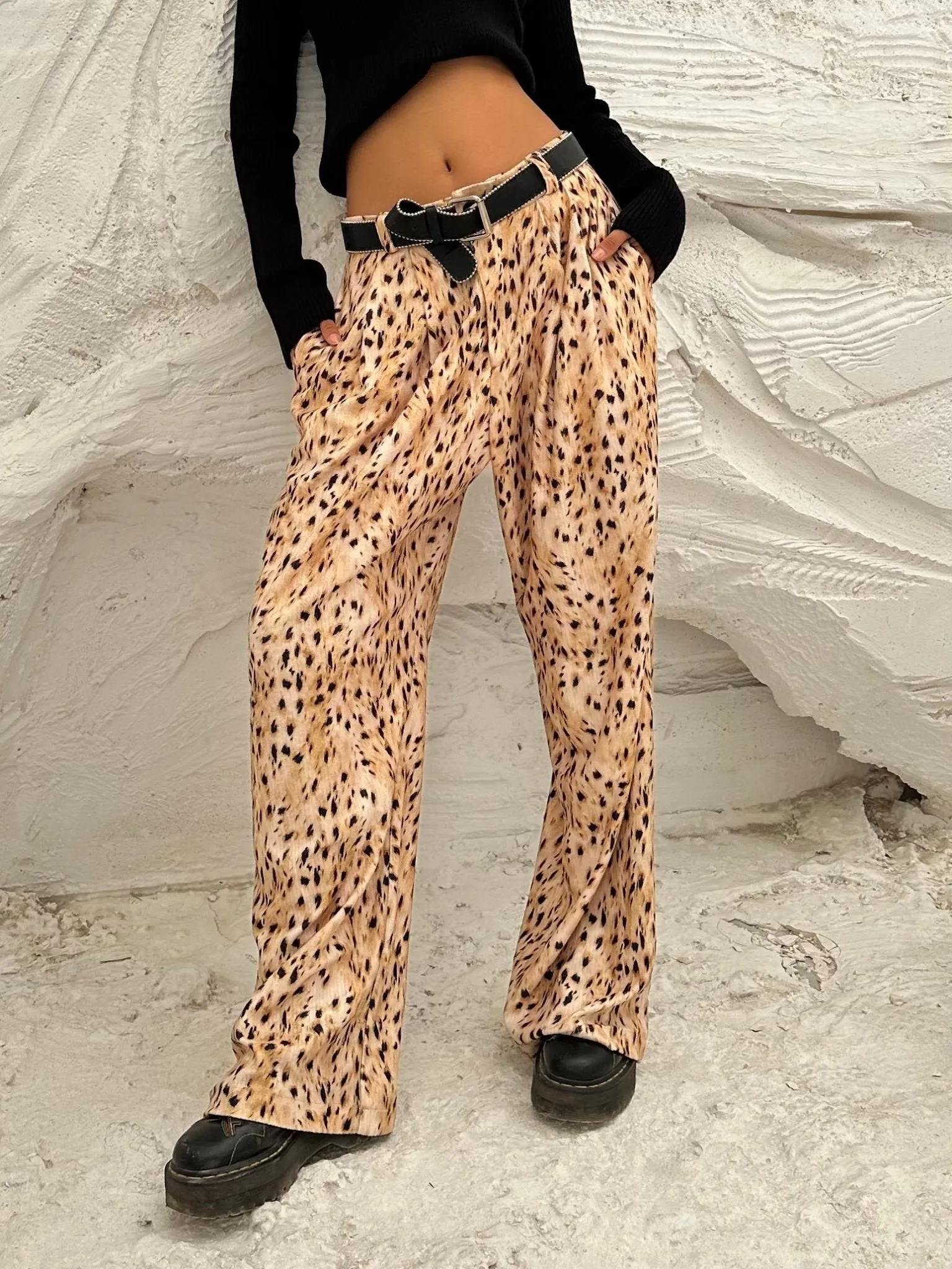 Leopard Tailored Corduroy Pants