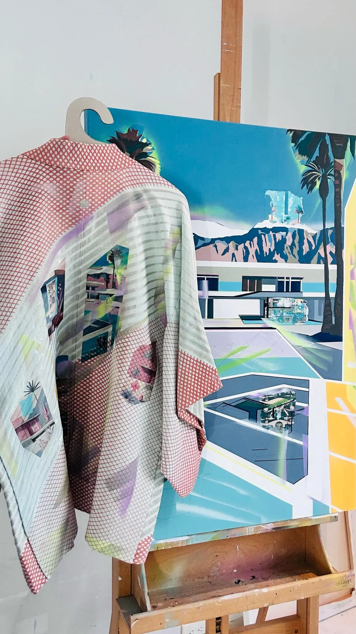 "Digital Serenity” by Emilie Duval -  Kimono Zulu Reimagined Vintage Kimono Artist Collaboration