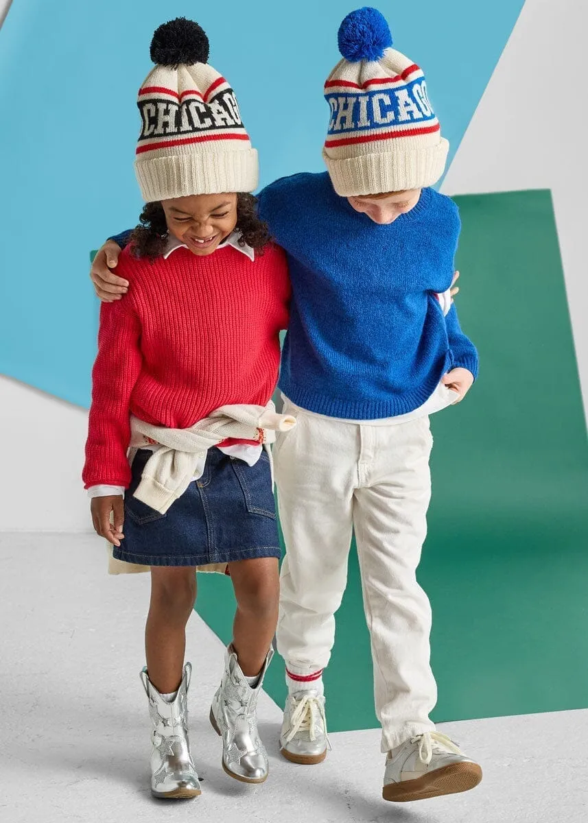 Toddler Mad Hatter Chicago Varsity Beanie - Royal & Red