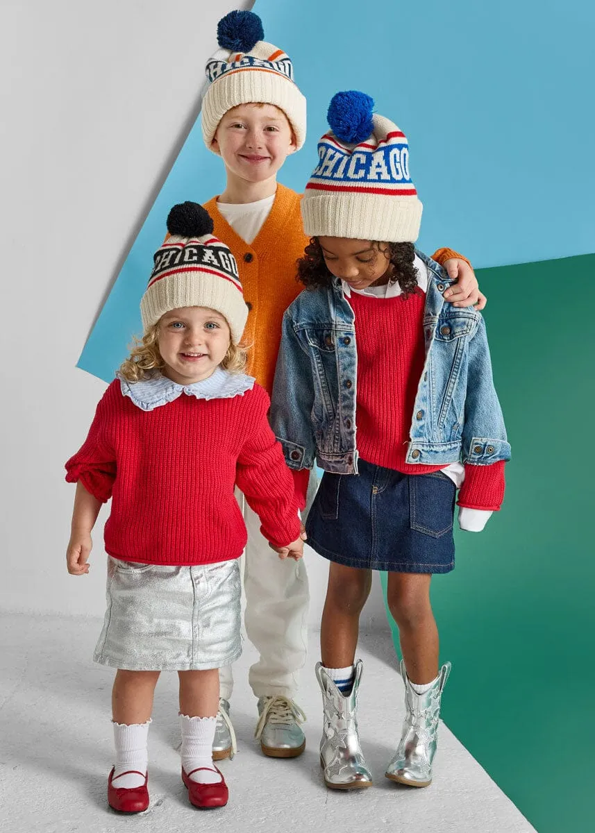 Toddler Mad Hatter Chicago Varsity Beanie - Royal & Red