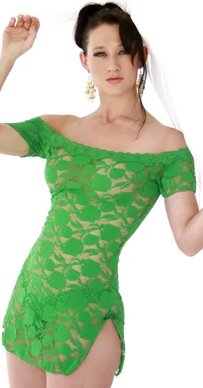 Women's Stretch Lace Babydoll/Mini Dress with Thong #5095